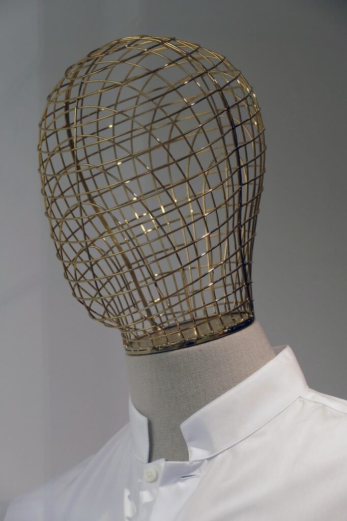 cup, head, fashion model, wire, dummy, mannequin, now we will add a, mask